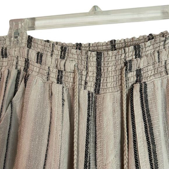 Rewash Brand Women's SZ S Linen Blend Pants Striped Beige Brown Straight Leg - Picture 3 of 8
